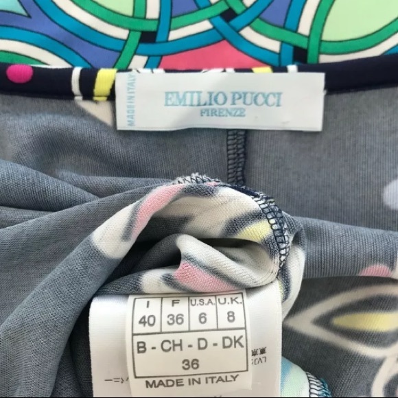 EMILIO PUCCI NAVY FLORAL MULTI PRINT DRESS SIZE IT 40 / US 6 - Picture 12 of 13